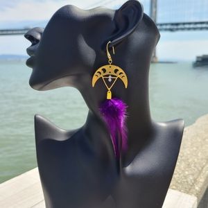 SOLD Over the Purple Moon 18k Gold Plated Earrings